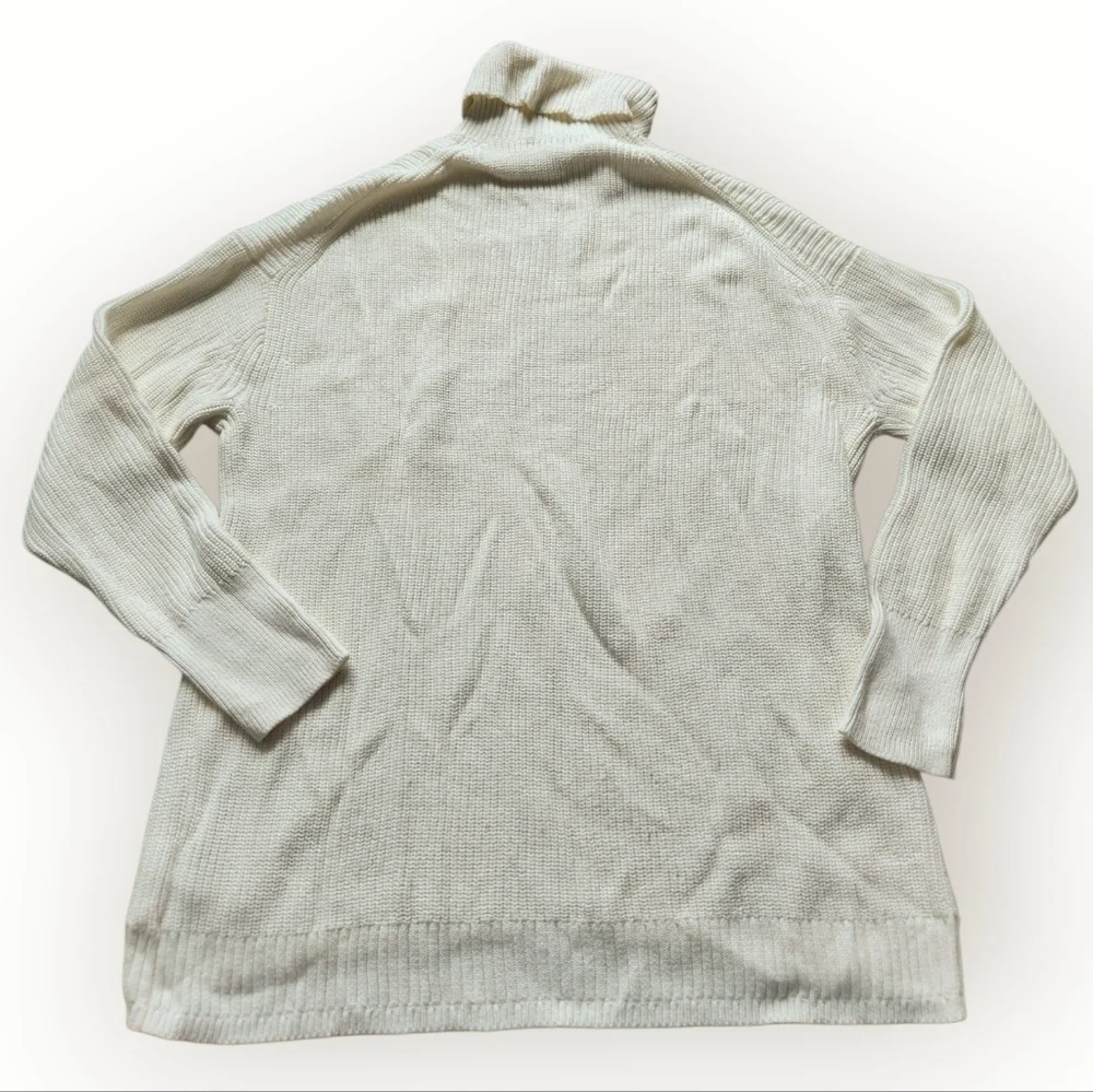 J. Crew Ribbed Cashmere Blend Turtleneck Relaxed Sweater Ivory Medium